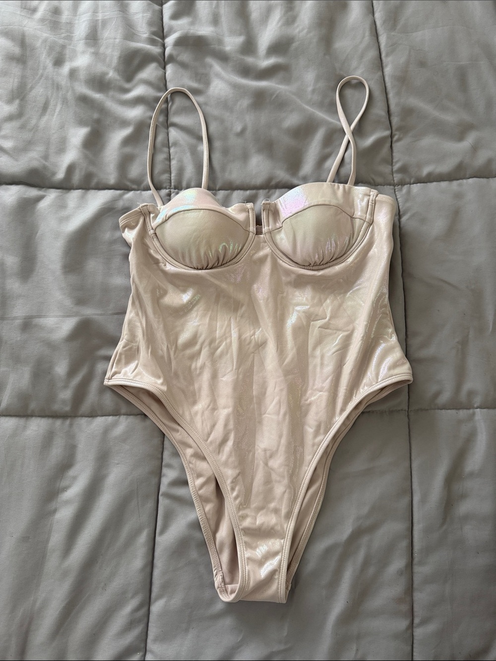 No boundaries large metallic white, one piece bathing suit